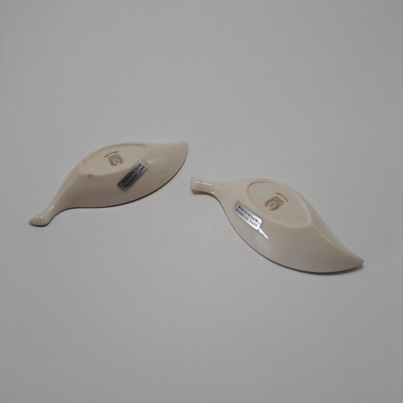 Lenox Hand Painted Platinum Leaf Shaped Trinket Dishes - Picture 4 of 5